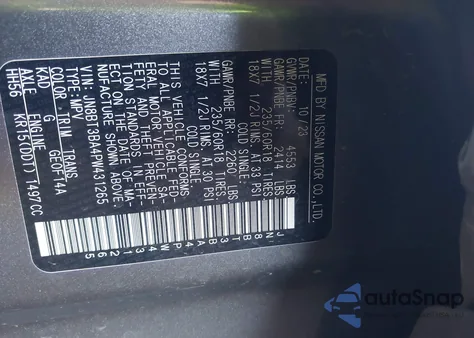 2023 Nissan Rogue Sv Fwd из США, поврежденный, VIN JN8BT3BA4PW431265